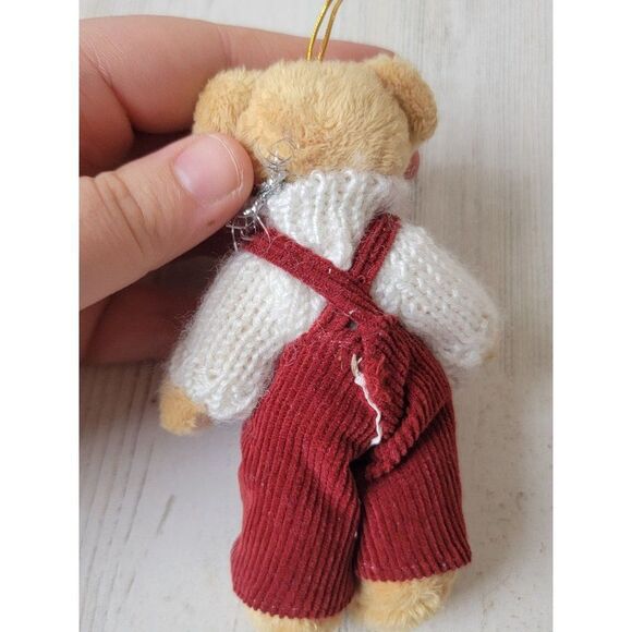 Mini plush overall bear Xmas tree ornament decor - Picture 4 of 6